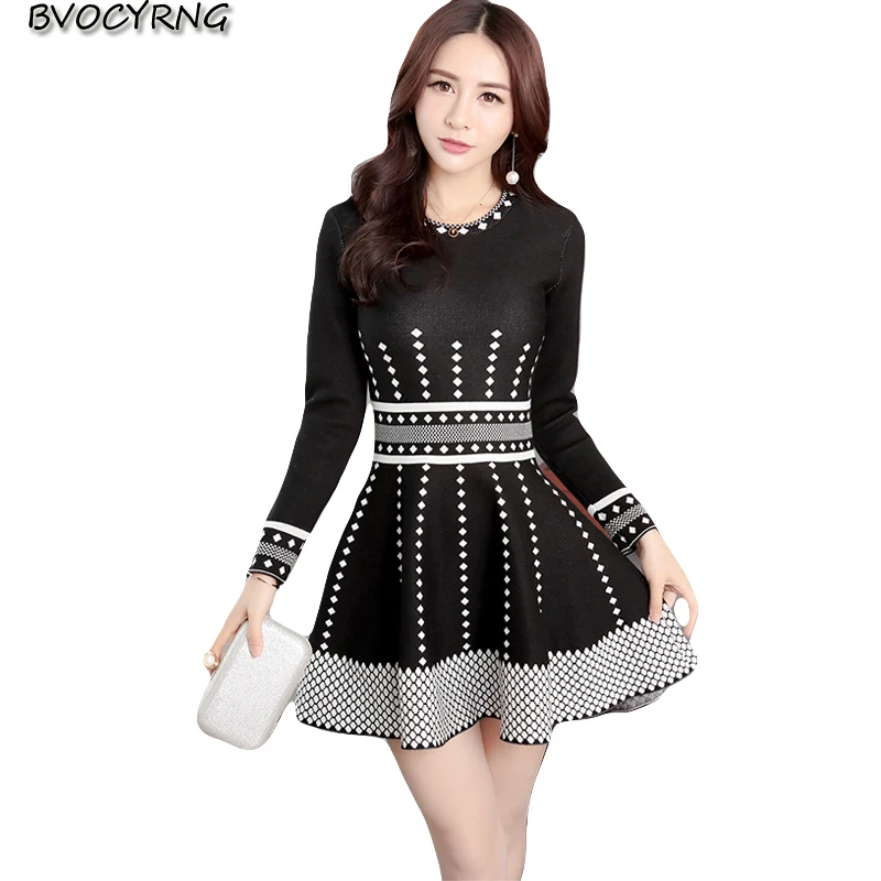 Spring Autumn New Knitted Dress Women Round collar Striped Plaid Knitting Ladies Winter Dresses Casual Pleated Dresses Famale
Spring Autumn New Knitted Dress Women Round collar Striped Plaid Knitting Ladies Winter Dresses Casual Pleated Dresses Famale