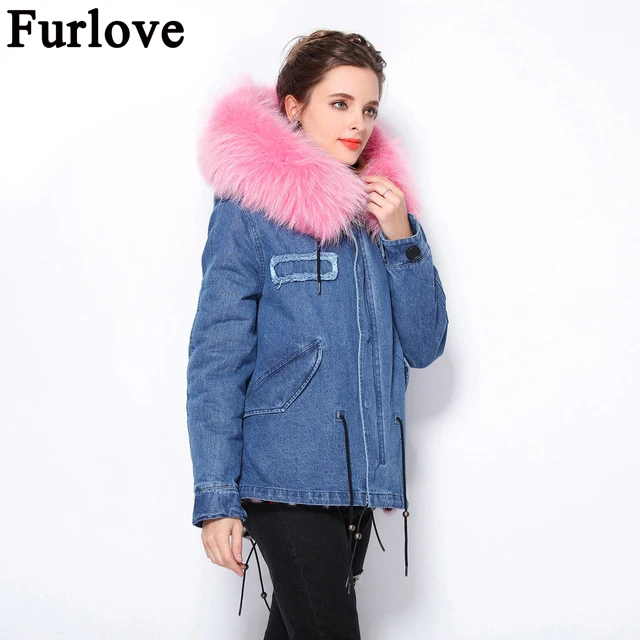 Женская парка с капюшоном Furlove светло розовая теплая куртка большого размера