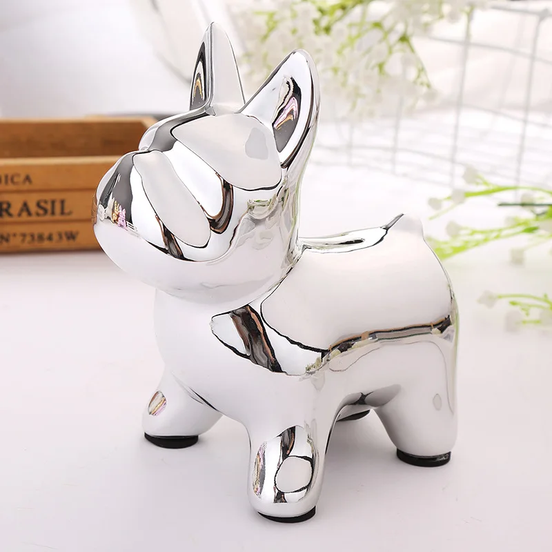 Silver French Bulldog European Ceramic Crafts Bulldog Piggy Bank Home Decor Cute Piggy Bank Ornaments Creative Bulldog Money Box
Silver French Bulldog European Ceramic Crafts Bulldog Piggy Bank Home Decor Cute Piggy Bank Ornaments Creative Bulldog Money Box