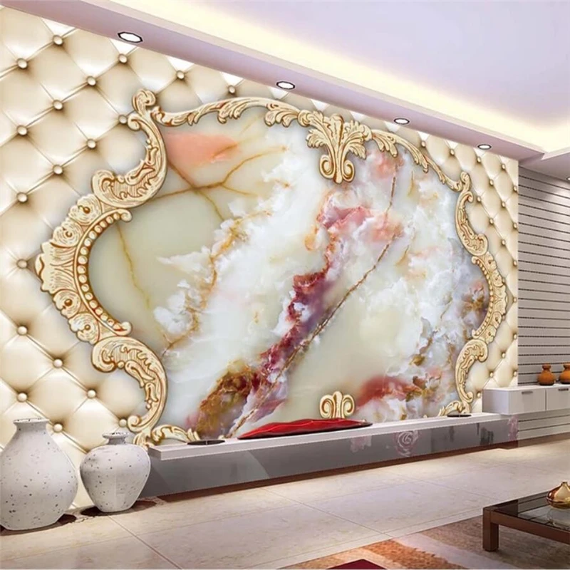 

beibehang Custom wallpaper 3d photo mural European soft bag marble 5d background wall living room bedroom 8d decorative painting