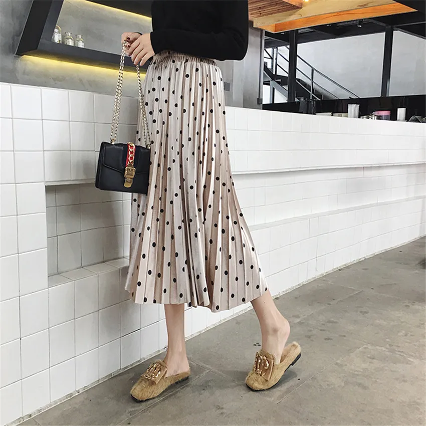 Spring Autumn Skirts Women High Waist Female Velvet Dot Casual Pleated Skirt Jupe Femme High Waist Skirt Dropshipping
Spring Autumn Skirts Women High Waist Female Velvet Dot Casual Pleated Skirt Jupe Femme High Waist Skirt Dropshipping