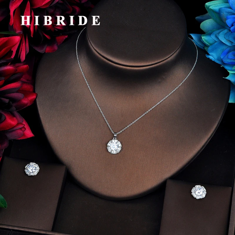 HIBRIDE Luxury Flower Pendant Clear Cubic Zircon Wedding Women Bridal Jewelry Sets Link Necklace Sets Girl Party Gifts N-541
HIBRIDE Luxury Flower Pendant Clear Cubic Zircon Wedding Women Bridal Jewelry Sets Link Necklace Sets Girl Party Gifts N-541
