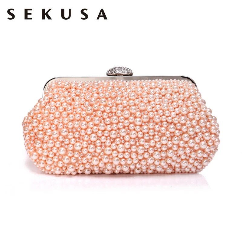 SEKUSA Handmade Pearl Women Day Clutches Wedding Diamonds Beaded Soft Evening Bags Chain Shoulder Purse Handbags
SEKUSA Handmade Pearl Women Day Clutches Wedding Diamonds Beaded Soft Evening Bags Chain Shoulder Purse Handbags