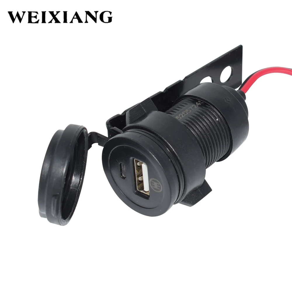 Motorcycle Auto Cigarette Lighter Socket Car Dual USB Charger 12V Power Adapter Black Blue LED For iPhone Mobile Cell Phone|socket 12v|power outlet
