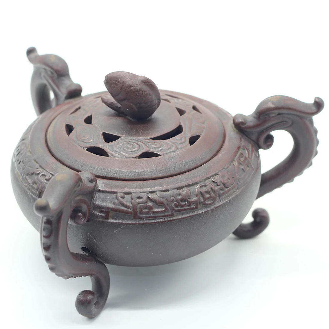 Classic Dragon Round Incense Burner Censer Ceramic Backflow Coil Incense Holder Buddhist Temple Living Room Home Decoration