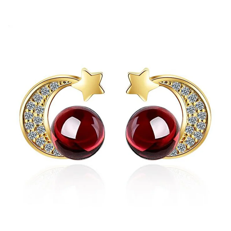 Fashion Gold Color Cute Star Moon Red Garnet Clear Zircon Stud Earring For Women Girls Lady Simple Sweet Party Gift Jewelry
Fashion Gold Color Cute Star Moon Red Garnet Clear Zircon Stud Earring For Women Girls Lady Simple Sweet Party Gift Jewelry