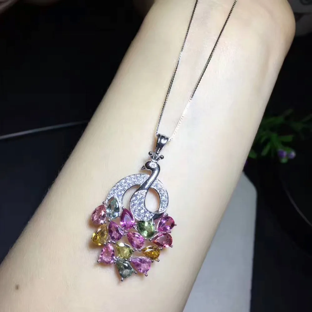 natural multicolor tourmaline pendant S925 silver Natural gemstone Pendant Necklace trendy Luxury peacock women party jewelry
natural multicolor tourmaline pendant S925 silver Natural gemstone Pendant Necklace trendy Luxury peacock women party jewelry