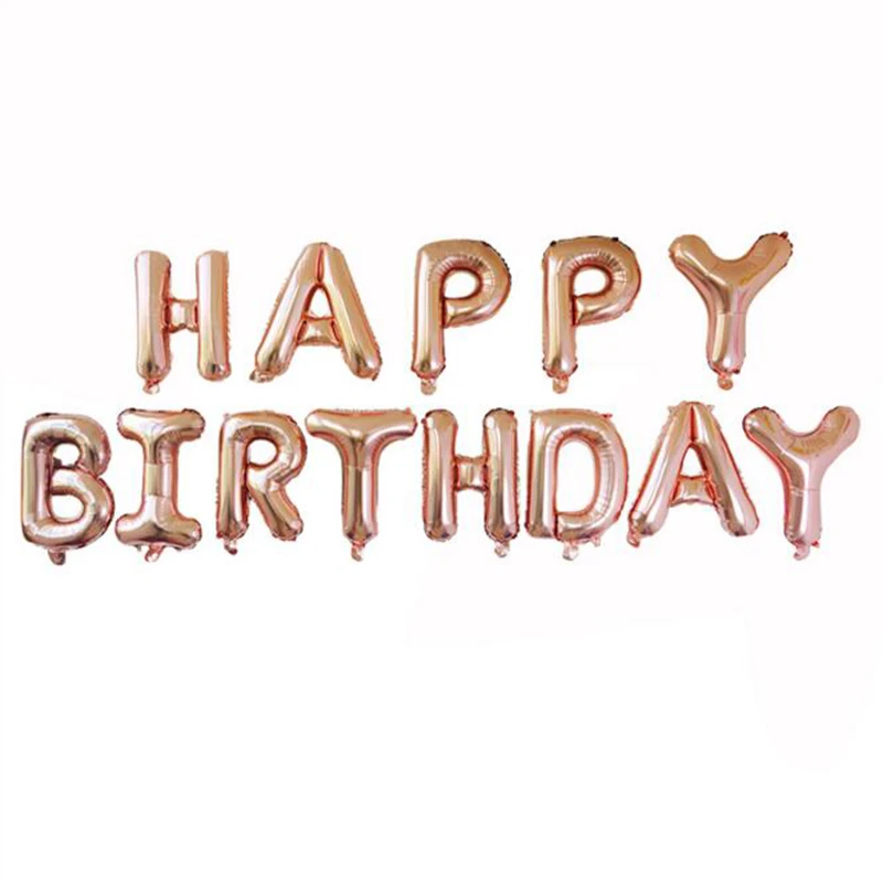 Воздушные шары из фольги в виде надписи Happy Birthday розового золота 16 дюймов 13 шт./лот