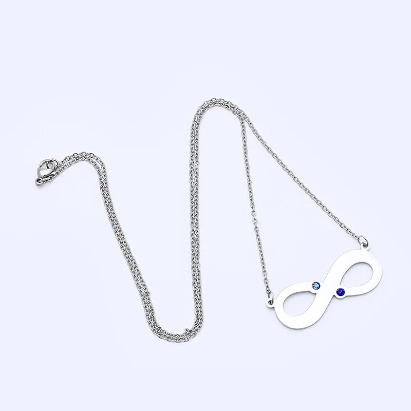 Selling Fashion Simple Stainless Steel Necklace Unlimited 8 Words Blue Crystal Forever Necklace For Women Accessories
Selling Fashion Simple Stainless Steel Necklace Unlimited 8 Words Blue Crystal Forever Necklace For Women Accessories