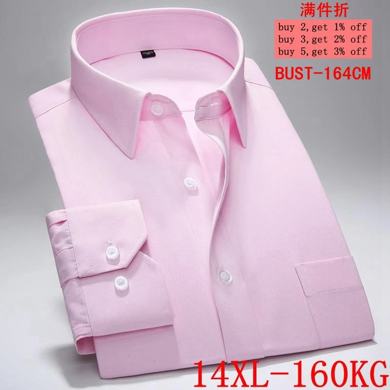Мужская Повседневная деловая рубашка большого размера 10XL 11XL 12XL 13XL14XL с длинным