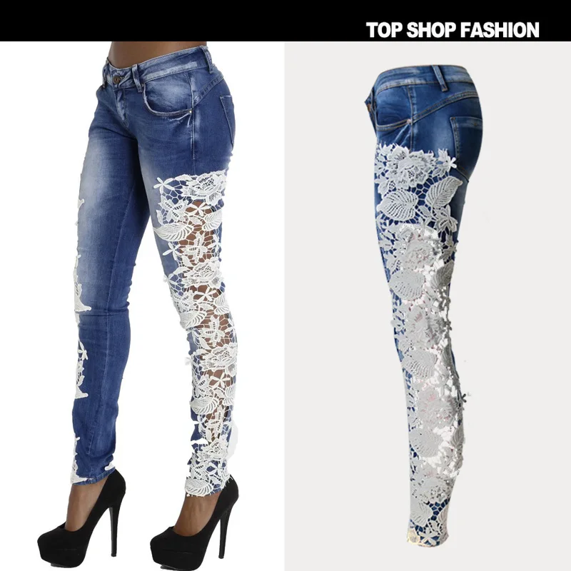 Lace lace Fashion Jeans Tight Trouser European Style Cotton Skinny Stretch Pencil Denim Ladies Plus Size low Waist Fast Ship
Lace lace Fashion Jeans Tight Trouser European Style Cotton Skinny Stretch Pencil Denim Ladies Plus Size low Waist Fast Ship
