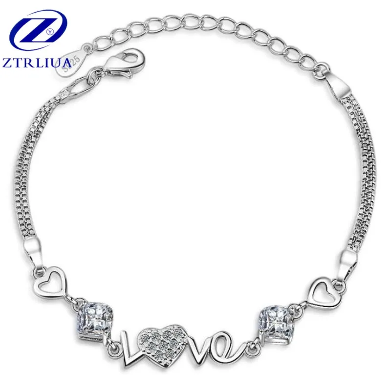 Beautiful Love Crystal Silver Plated Jewelry Fashion Heart Exquisite Sweet Shiny Female Gift Bracelets SB87
Beautiful Love Crystal Silver Plated Jewelry Fashion Heart Exquisite Sweet Shiny Female Gift Bracelets SB87