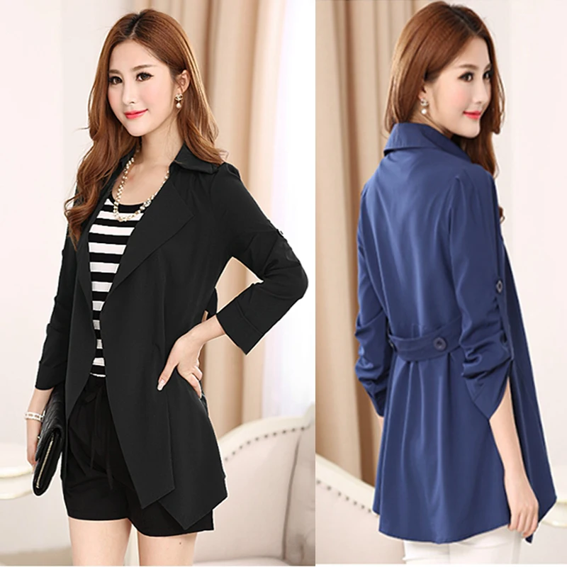 Spring fashion coat female long section of large size women loose summer casual women was thin coat
Spring fashion coat female long section of large size women loose summer casual women was thin coat