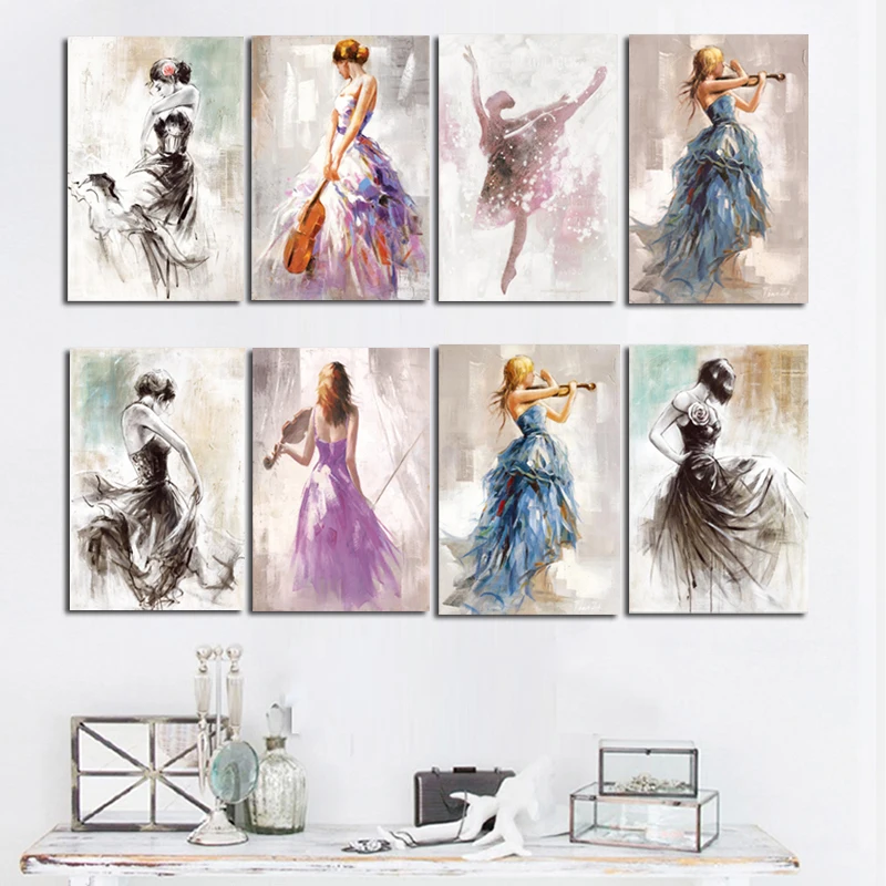 Abstract Ballet Dance Girl Playing a Violin Figure Oil Painting on Canvas Poster and Print Wall Picture for Living Room Decor
Abstract Ballet Dance Girl Playing a Violin Figure Oil Painting on Canvas Poster and Print Wall Picture for Living Room Decor