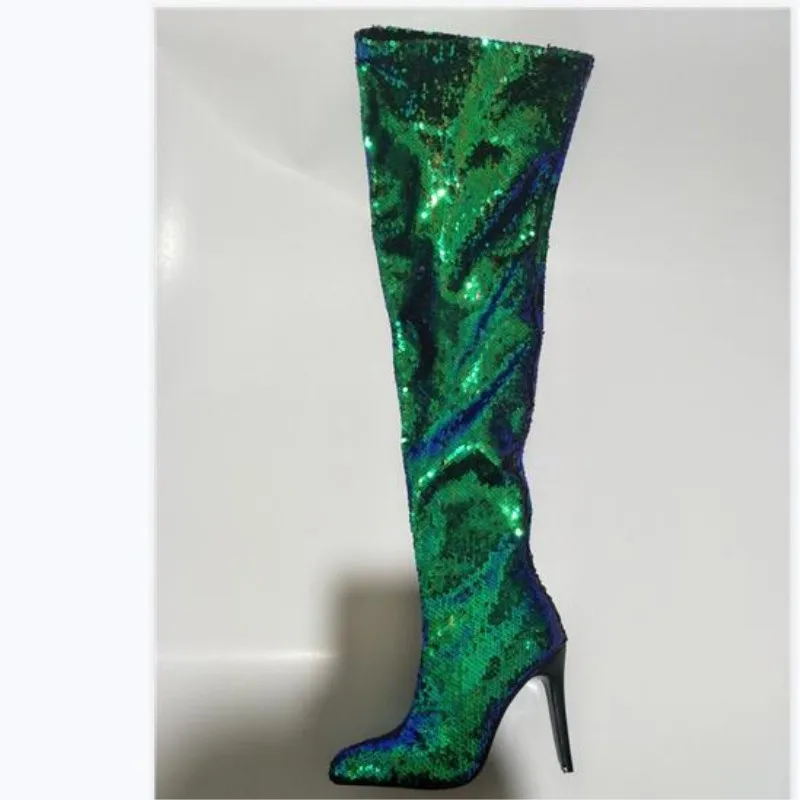 shoes,elegant beautiful fashion fluorescent green sequined cloth,11 cm high heels over-the-knee women boots SIZE:34-45
shoes,elegant beautiful fashion fluorescent green sequined cloth,11 cm high heels over-the-knee women boots SIZE:34-45