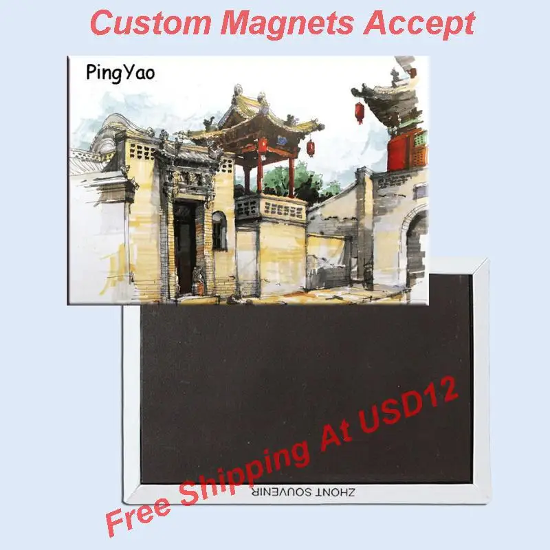 

Мировые сувенирные магниты, наклейки для домашнего декора, PingYao, древний город, китайский смеситель, Туристическая область, магнит на холоди...