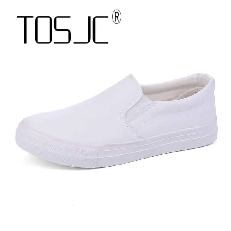 TOSJC Slip-On белый Для мужчин парусиновая обувь из мягкой кожи Удобные скейт