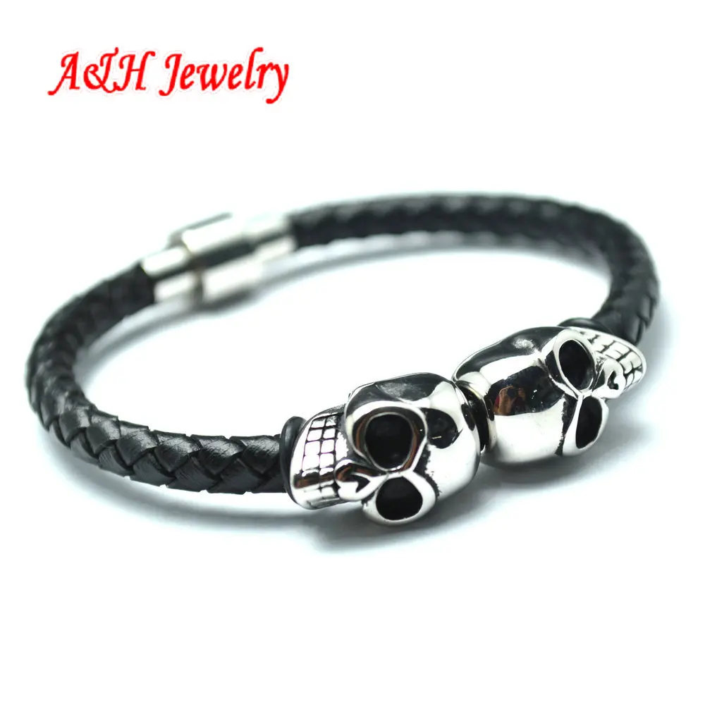 10pcs Fashion Men and Women 6mm Diameter Genuine Leather Bracelets 316L Stainless Steel Skull Head With Magnet Clasp Gift
10pcs Fashion Men and Women 6mm Diameter Genuine Leather Bracelets 316L Stainless Steel Skull Head With Magnet Clasp Gift