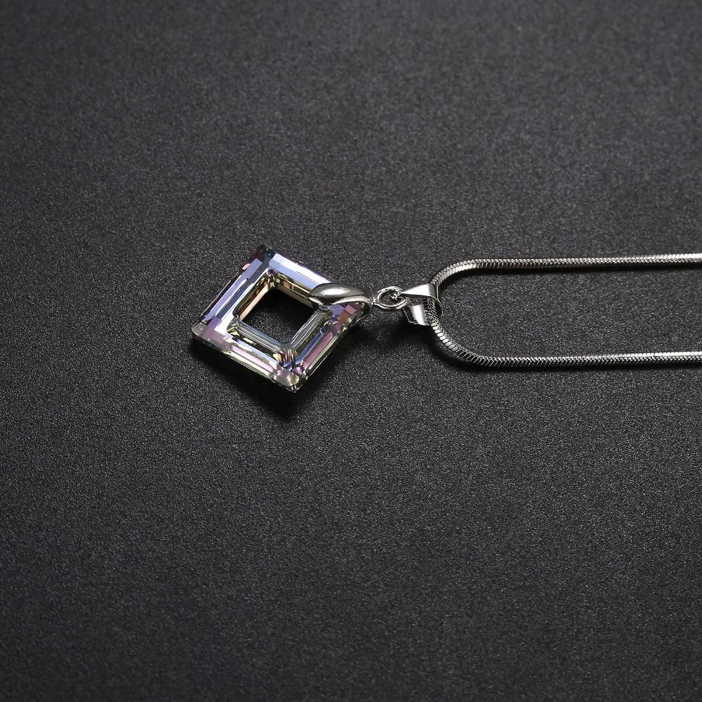 Женские серьги кольца BAFFIN квадратные с подвеской из серебра Сваровски|Ювелирные