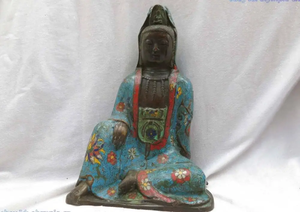 9" China old bronze cloisonne fine comfortable Kwan-yin buddha Sculpture Statue
9" China old bronze cloisonne fine comfortable Kwan-yin buddha Sculpture Statue