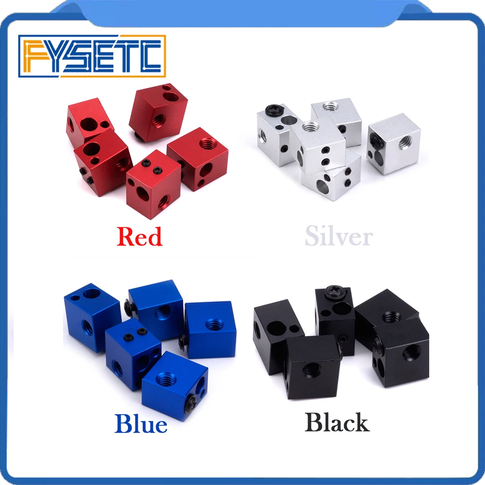 5pcs Blue Red BlackW-02 Silver 16*16*12mm 3D Printer Parts V6 Heated Block For High Temperature HT-NTC100K Thermistor Hotend Kit
5pcs Blue Red BlackW-02 Silver 16*16*12mm 3D Printer Parts V6 Heated Block For High Temperature HT-NTC100K Thermistor Hotend Kit