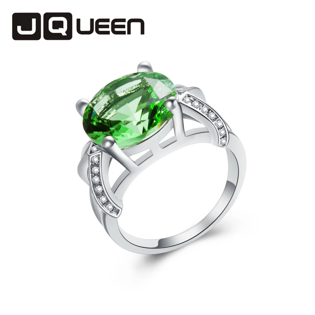 1 шт. зеленые стразы посеребренное кольцо Bijoux Модные полые круглые кольца размер 6