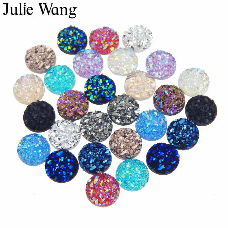 Julie Wang 100 шт. 8 мм обратная сторона из смолы друзы круглые Кабошоны камея для