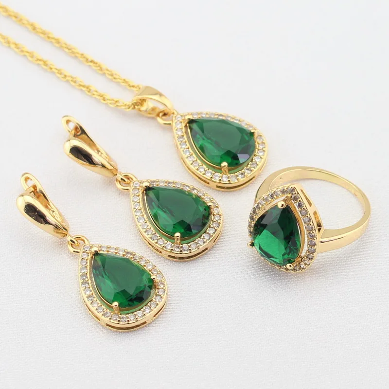 WPAITKYS Green Created Emerald White CZ Gold Color Jewelry Sets For Women Drop Earrings Necklace Pendant Rings Free Gift Box
WPAITKYS Green Created Emerald White CZ Gold Color Jewelry Sets For Women Drop Earrings Necklace Pendant Rings Free Gift Box