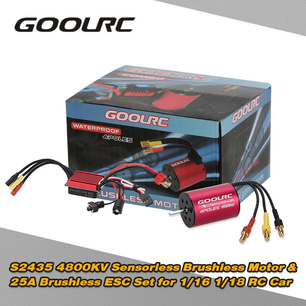 Оригинальный набор S2435 4800KV Бессенсорный бесщеточный мотор и 25A ESC комбо для 1/16 1/18 RC