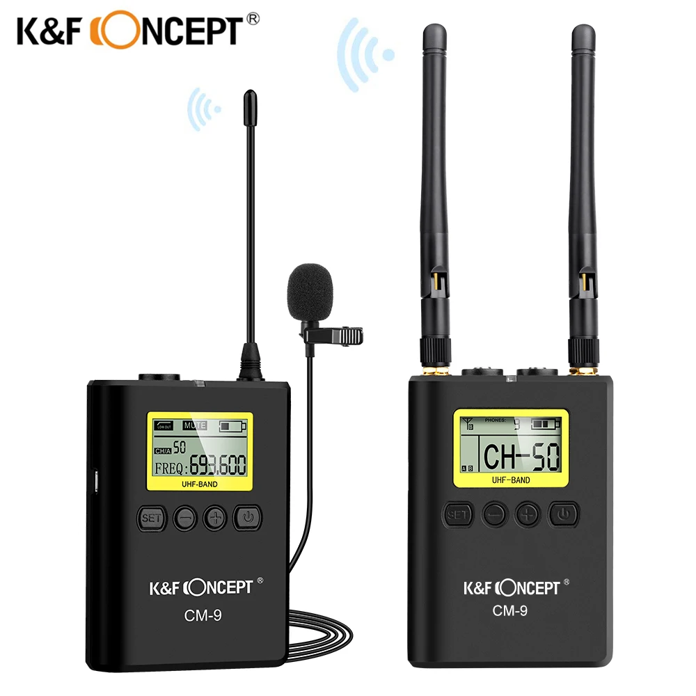 K & F Concept UHF Беспроводной петличный микрофон с передатчиком и двойным приемником для цифровых зеркальных камер Canon, Nikon, Sony, видеокамеры
K & F Concept UHF Беспроводной петличный микрофон с передатчиком и двойным приемником для цифровых зеркальных камер Canon, Nikon, Sony, видеокамеры