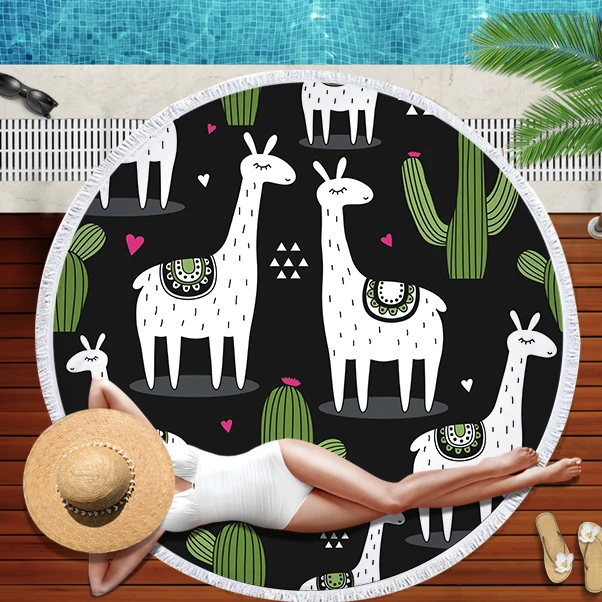 Hot Sale Cartoon Alpaca Animals Printed Beach Towel 150cm Large Women Round Beach Towel with Tassels Yoga Mat Toalla Playa Mats
Hot Sale Cartoon Alpaca Animals Printed Beach Towel 150cm Large Women Round Beach Towel with Tassels Yoga Mat Toalla Playa Mats