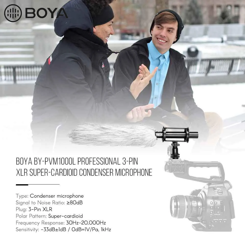 BOYA BY-PVM1000L Microphone PVM1000L Professional Condenser Mic Video Recording for Canon Nikon Sony DSLR Camera Camcorder
BOYA BY-PVM1000L Microphone PVM1000L Professional Condenser Mic Video Recording for Canon Nikon Sony DSLR Camera Camcorder