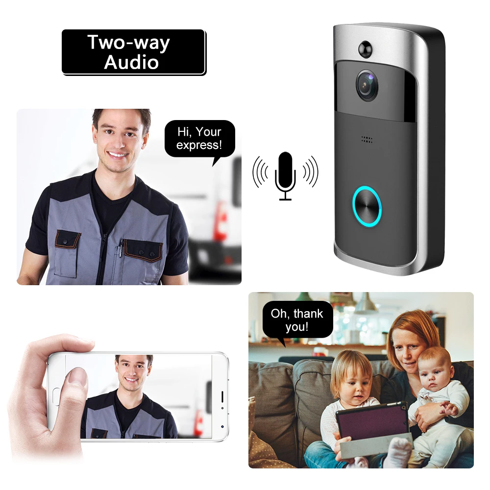 Wireless Security DoorBell Smart HD 1080P Visual Intercom Recording Video Door Phone Remote Home Monitoring Built-in TF Card
Wireless Security DoorBell Smart HD 1080P Visual Intercom Recording Video Door Phone Remote Home Monitoring Built-in TF Card