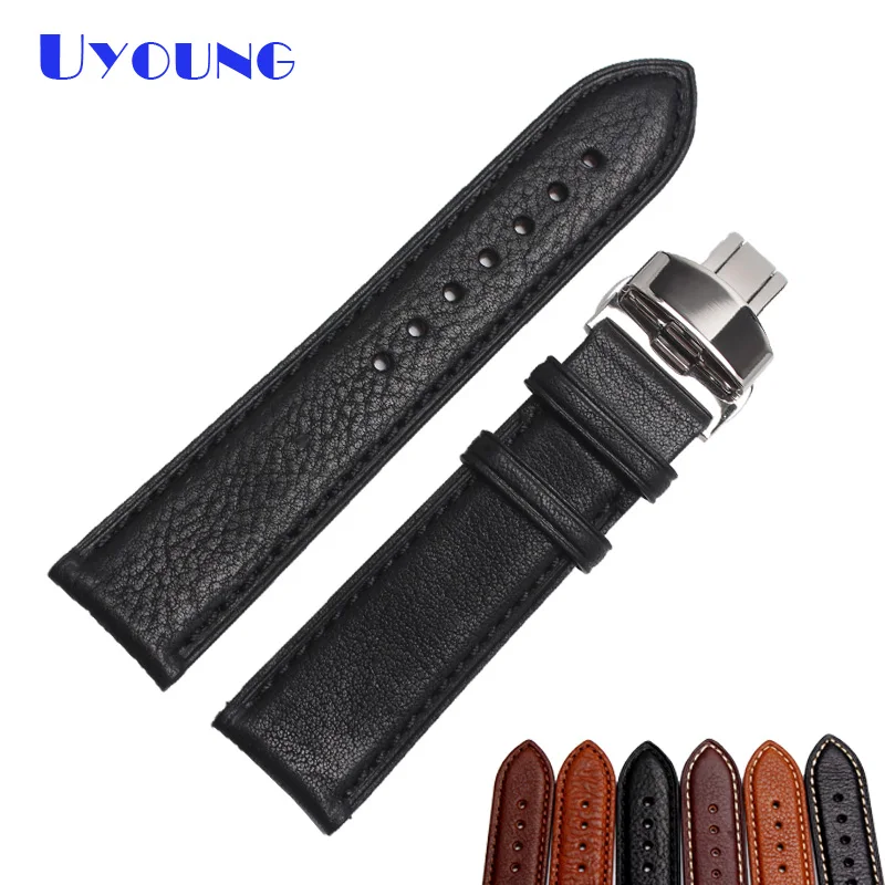 18mm 20mm 22mm 24mm Quality Genuine Leather Watchband mens leather bracelet accessories black watch belt | Наручные часы