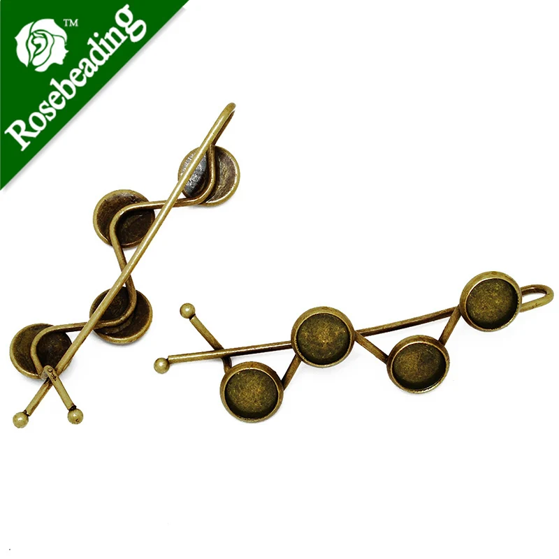 20pcs minimalist simple Hair slide with 4pcs 8mm shallow bezels,hair pin,bobby pin-100167