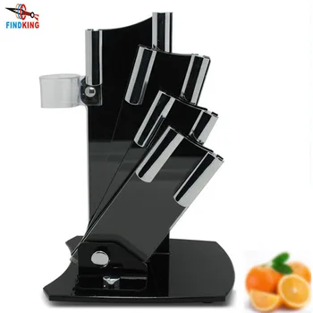 Acrylic Kichen Knife Holder for Ceramic Knife 3 4 5 6 inch Knives with peeler Storage Cutlery Stand Block Tool Set Blac