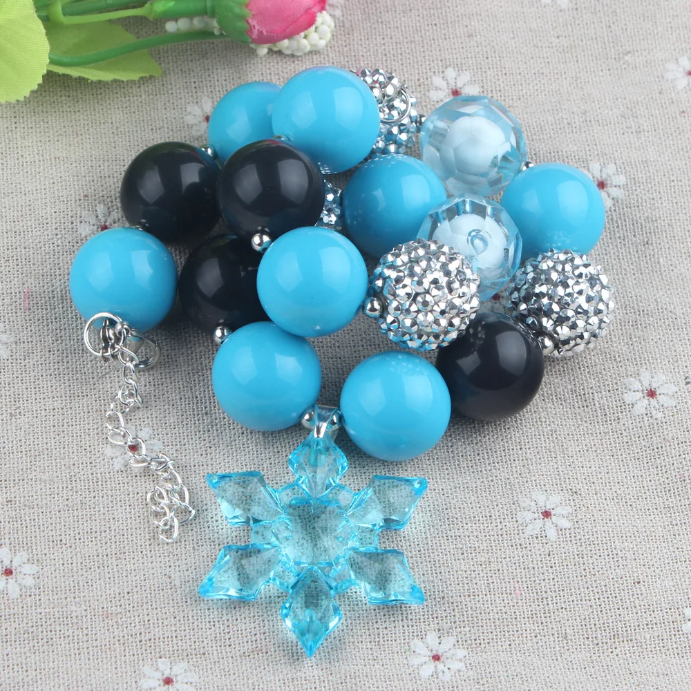 Nice Christmas Day Dress Up Gifts For Kids Girls Resin Blue Snowflake Charm Pendant Necklaces Chunky Beaded Bubblegum Necklace
Nice Christmas Day Dress Up Gifts For Kids Girls Resin Blue Snowflake Charm Pendant Necklaces Chunky Beaded Bubblegum Necklace