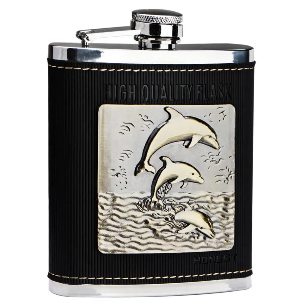 Portable outdoor stainless steel hip flask ,7 oz Dolphin Russia whiskey alcohol liquor bottle
Portable outdoor stainless steel hip flask ,7 oz Dolphin Russia whiskey alcohol liquor bottle