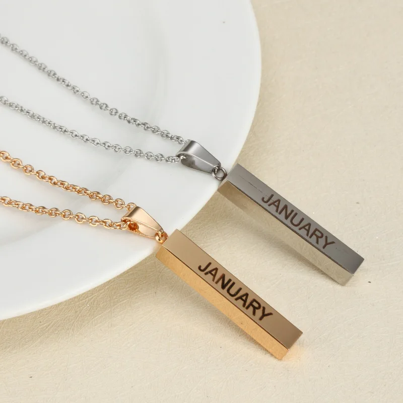 Stereo Stick Lettering Necklace JANUARY Wish Blessing Gift Necklace Stainless Steel Fashion Jewelry
Stereo Stick Lettering Necklace JANUARY Wish Blessing Gift Necklace Stainless Steel Fashion Jewelry