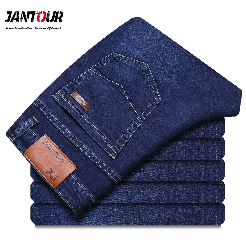 Бренд jantour новинка 2018 Осень-зима плотные мужские джинсы деловые повседневные