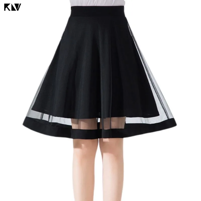 KLV Summer High Waist Pleated Swing Knee Length Tutu Skirt Sheer Mesh Patchwork Solid Black Color Lined Dance Party Petticoat
KLV Summer High Waist Pleated Swing Knee Length Tutu Skirt Sheer Mesh Patchwork Solid Black Color Lined Dance Party Petticoat