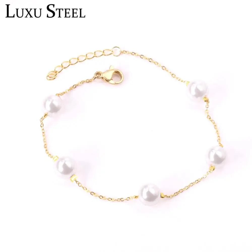 LUXUSTEEL Link Chain Bracelets Stainless Steel Imitation Pearl Adjustable Bracelets Bangles For Women Bijoux Party
LUXUSTEEL Link Chain Bracelets Stainless Steel Imitation Pearl Adjustable Bracelets Bangles For Women Bijoux Party