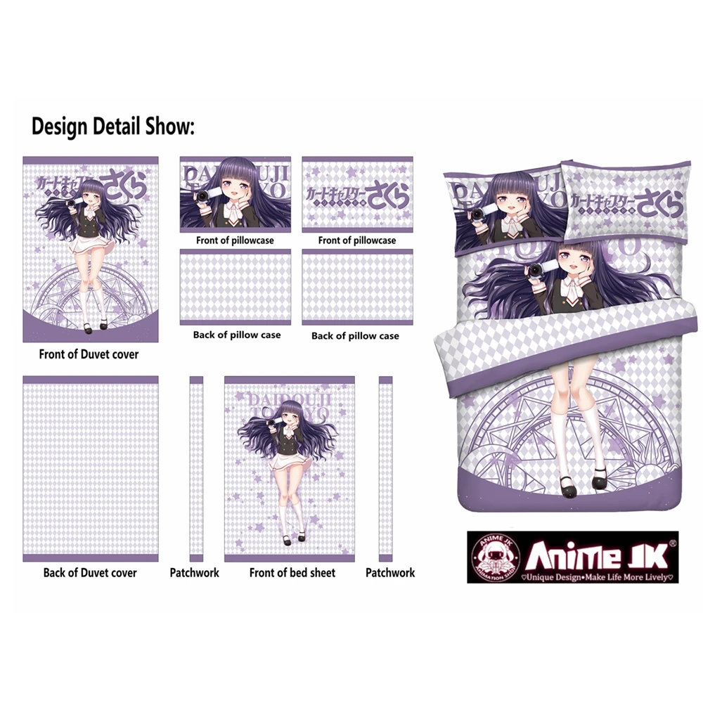 Anime JK Cardcaptor Sakura Daidouji Tomoyo Girl Bedding Set 4PCS Bed Flat Sheet Duvet Cover Pillowcase Cartoon Bed In A Bag
Anime JK Cardcaptor Sakura Daidouji Tomoyo Girl Bedding Set 4PCS Bed Flat Sheet Duvet Cover Pillowcase Cartoon Bed In A Bag