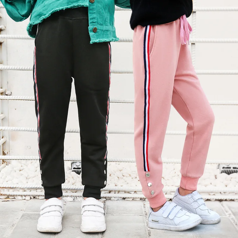Teens Girls Sports Pants Fashion Side Stripe Children Trousers 4-14 Years Black gray pink Kids Girl Cotton Pencil Pants
Teens Girls Sports Pants Fashion Side Stripe Children Trousers 4-14 Years Black gray pink Kids Girl Cotton Pencil Pants