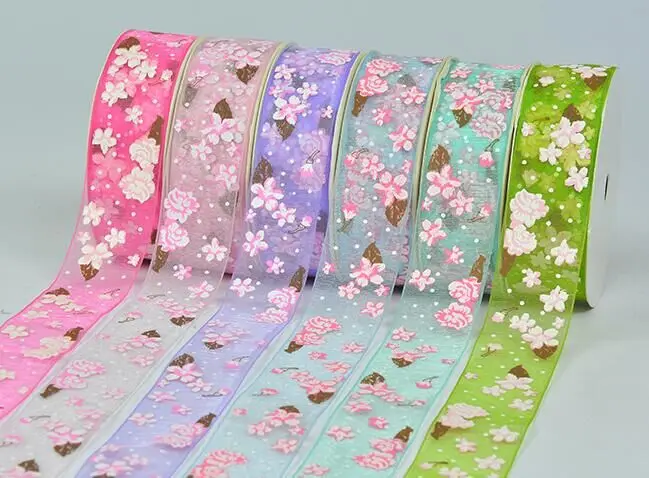 New 1" 25MM Organza Printed Flower Ribbon For DIY Hairbow Crafts Wedding 200yds/roll Free shipping
New 1" 25MM Organza Printed Flower Ribbon For DIY Hairbow Crafts Wedding 200yds/roll Free shipping