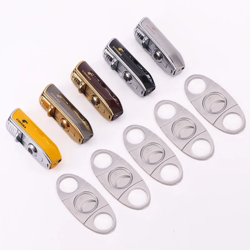 COHIBA Pocket Metal Snake Mouth Shape Refillable Butane Gas 3 Torch Jet Flame Cigarette Cigar Lighter With Cigar Cutter
COHIBA Pocket Metal Snake Mouth Shape Refillable Butane Gas 3 Torch Jet Flame Cigarette Cigar Lighter With Cigar Cutter