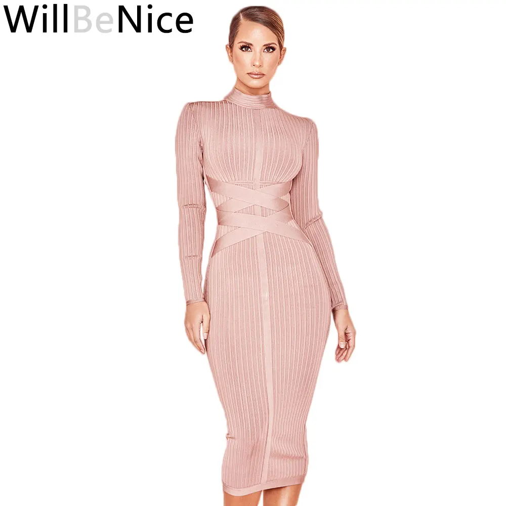 Женское облегающее платье WillBeNice с длинным рукавом вечернее в стиле