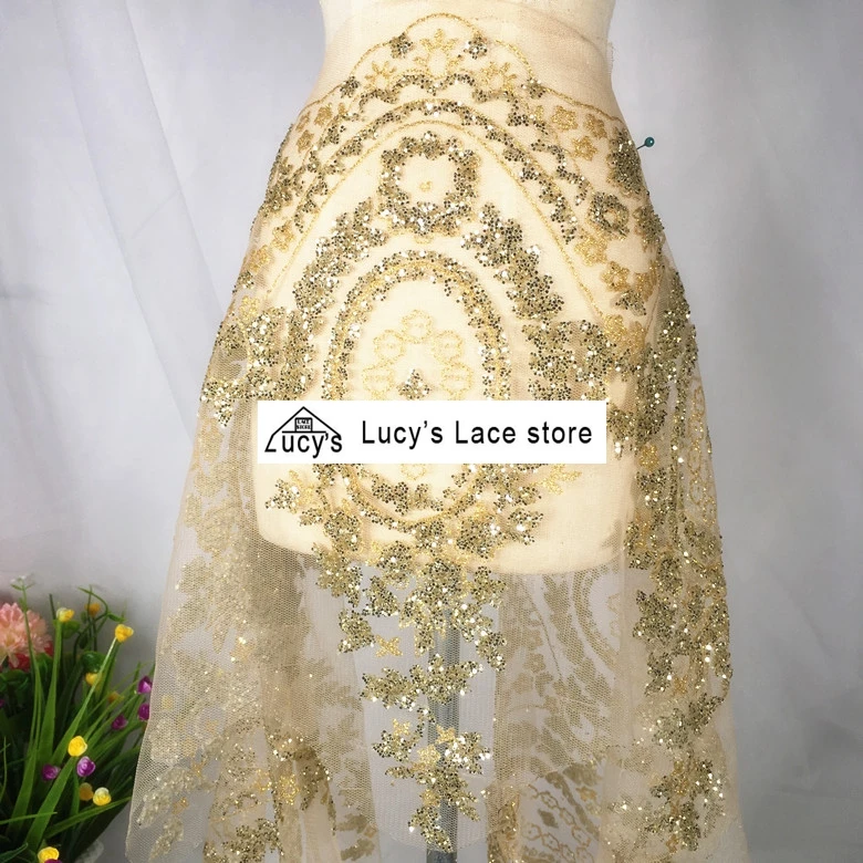 gold paillette sequins scallop lace trimming 5 yards 29CM wide lace trim sewing for lace evening dresses
gold paillette sequins scallop lace trimming 5 yards 29CM wide lace trim sewing for lace evening dresses