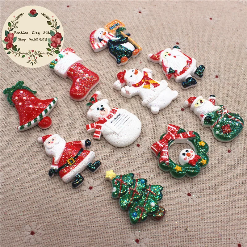 10pcs New Glitter Resin Christmas Series Santa/Snowman/Tree/Bell/Boots/Wreath Flatback Cabochons Charm DIY Craft Decoration
10pcs New Glitter Resin Christmas Series Santa/Snowman/Tree/Bell/Boots/Wreath Flatback Cabochons Charm DIY Craft Decoration