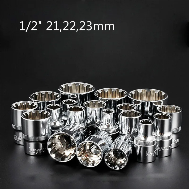 1/2" 21,22,23mm Universal 12 Tooth Socket Wrench Head Inner Hexagon Spanner Allen Head Auto Repair Tools
1/2" 21,22,23mm Universal 12 Tooth Socket Wrench Head Inner Hexagon Spanner Allen Head Auto Repair Tools